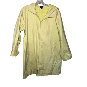 Eileen Fisher yellow‎ trench rain jacket women's size medium petite outdoors